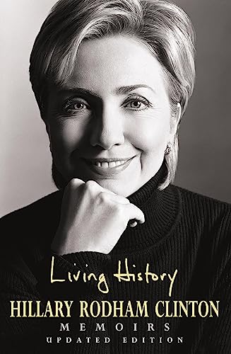 Book cover: Hillary Clinton’s “Living History” memoirs, black and white portrait.