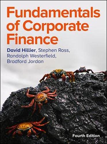 Textbook cover: "Fundamentals of Corporate Finance 4e" with crabs on rocks.