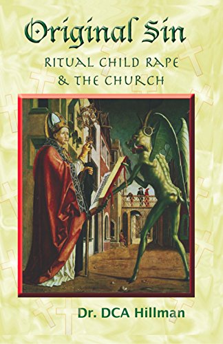 Book cover: religious figure, demonic creature, and a church building depicted.