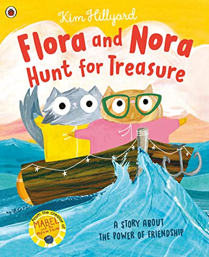 Book cover with a cat and owl in a boat on wavy water.