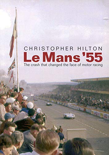 Book cover depicting a 1955 race with spectators and racing cars.
