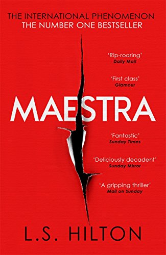 Red book cover with white title "Maestra" and a torn effect.