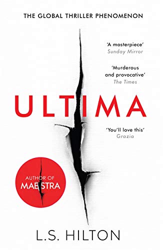 Book cover for "Ultima" with a red circle and torn paper effect.