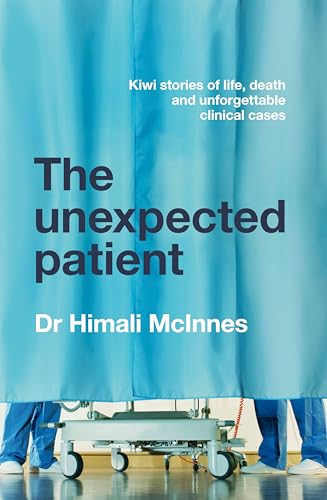 Book cover: blue curtain, hospital bed, and large white text.