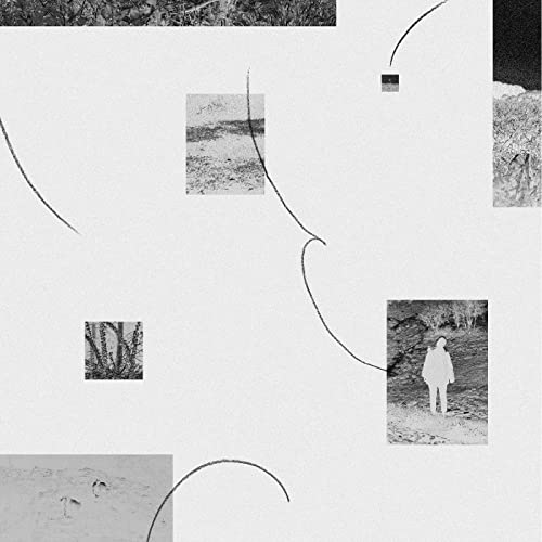 Black and white album cover with fragmented photos and curved lines.