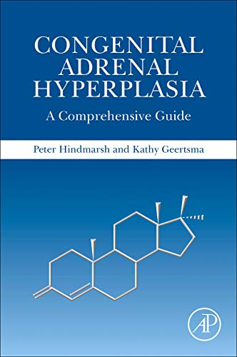 Book cover for "Congenital Adrenal Hyperplasia" with a steroid molecule diagram.