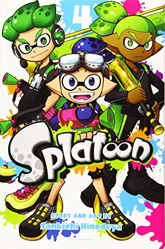 Manga cover featuring three Inkling characters with ink splatters and the Splatoon logo.