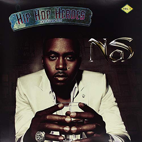 Vinyl record cover featuring Nas in a suit, holding a glass.
