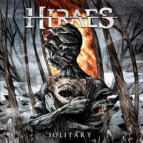 CD cover art: distressed statue figure in a dark, barren forest.