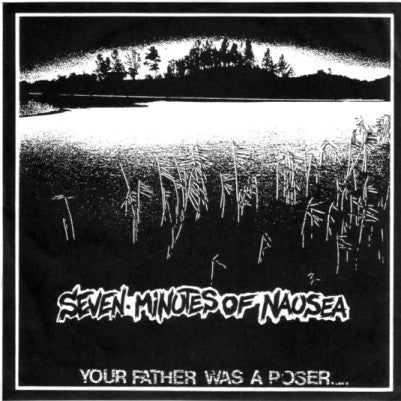 Black and white vinyl record cover with a forest and text.