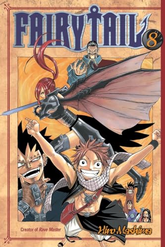 “Fairy Tail 8” manga cover with characters Erza, Natsu, and Gray.