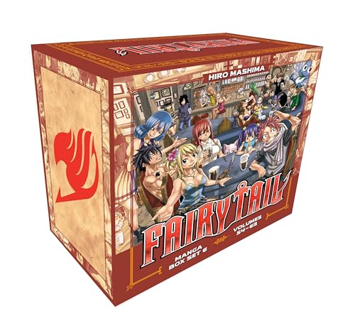 Red manga box set for "Fairy Tail" volumes 6-8, featuring characters.