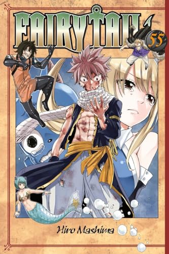 Fairy Tail volume 55 manga cover with characters Natsu, Lucy, and Gray.