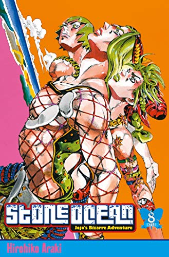 JoJo's Bizarre Adventure volume 8 cover: characters with vibrant hair and tattoos.