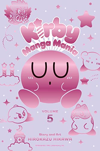 Cover of Kirby Manga Mania Volume 5 featuring a pink Kirby with closed eyes.