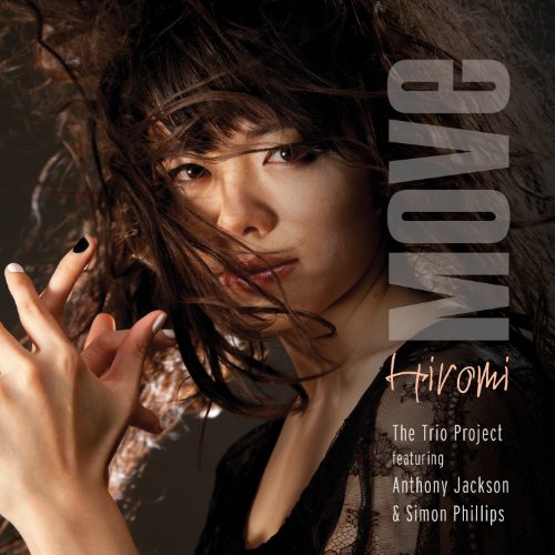 Hiromi album cover: close-up of a woman with the word "MOVE" vertically displayed.