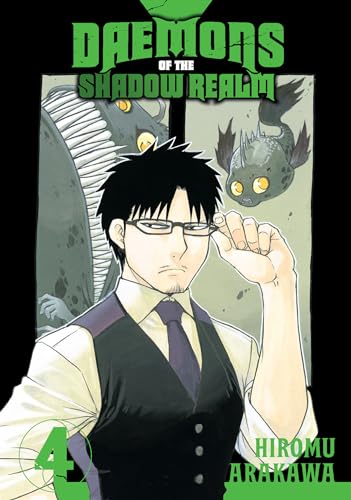 Manga cover featuring a man in a vest and glasses with two dark creatures.