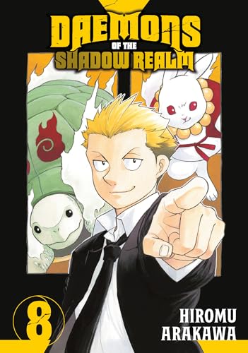 Manga cover featuring a blond man in a suit pointing forward with two creatures.