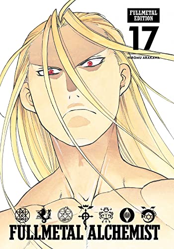 Manga volume cover featuring a blonde character with red eyes and alchemical symbols.