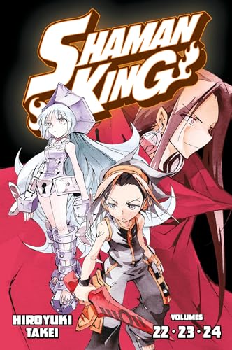 Shaman King Omnibus volume 8 manga cover featuring three characters against a red background.