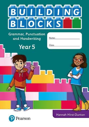 Year 5 school workbook cover with children and building blocks.