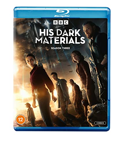 “His Dark Materials” Season 3 Blu-ray cover with characters walking forward.