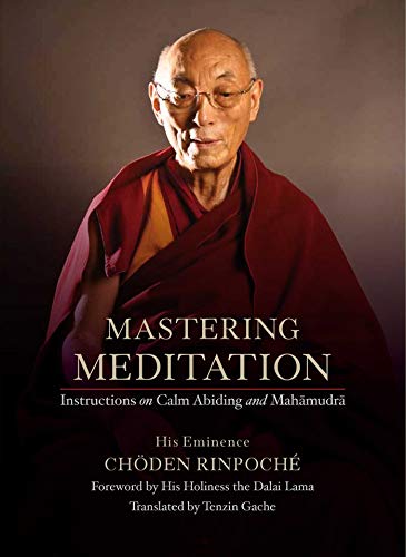 Book cover featuring a portrait of a Buddhist monk and title “Mastering Meditation.”