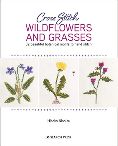 Book cover displaying three cross-stitched wildflower and grass designs.