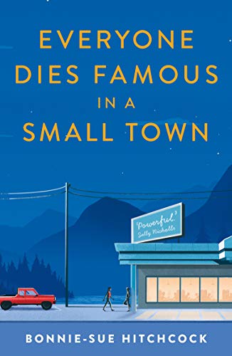 Book cover: blue background, roadside diner, mountains, and title text.