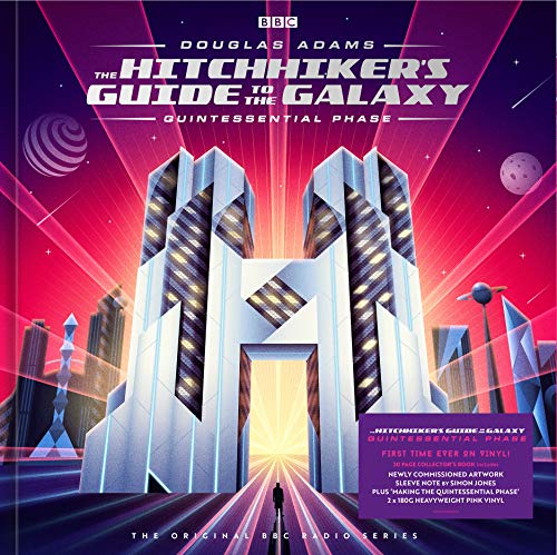 Vinyl cover art for The Hitchhiker's Guide to the Galaxy featuring a large H structure.