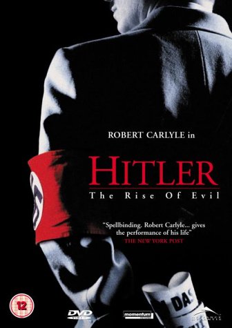 DVD cover art for Hitler: The Rise of Evil featuring a man wearing a swastika.