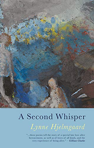 Book cover: abstract blue and yellow painting, title “A Second Whisper.”