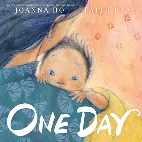 Illustration of a mother and baby, book cover titled "One Day".