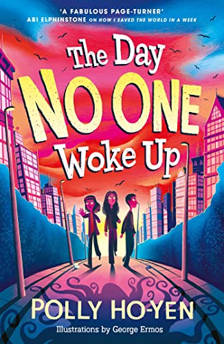 Book cover: “The Day No One Woke Up” with children in a city.