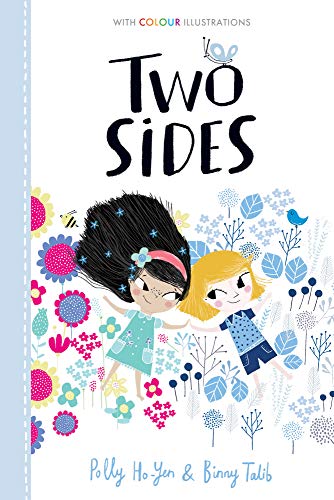 Book cover titled Two Sides featuring illustrations of two girls in a floral garden.