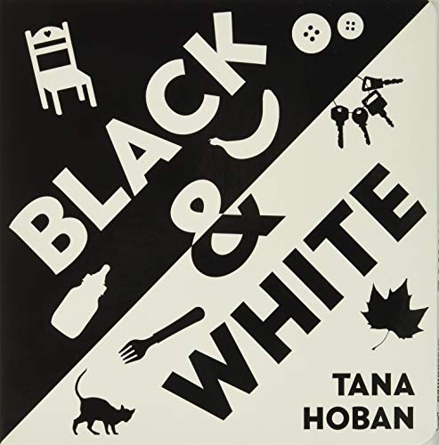 Black and white board book cover with simple object illustrations.
