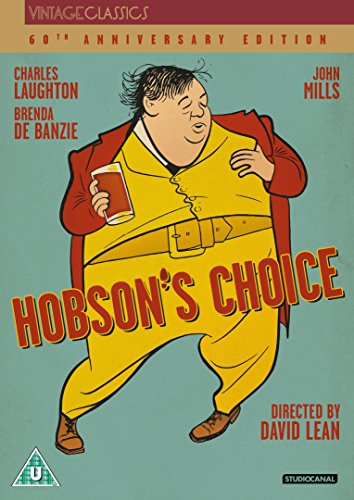 “Hobsons Choice” DVD cover featuring Charles Laughton in yellow suit.