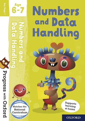 Progress with Oxford" numbers workbook for ages 6-7, featuring a cartoon monster.