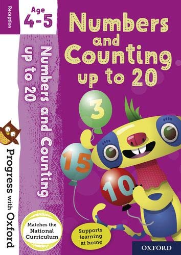 Educational book cover titled Numbers and Counting up to 20 featuring a cartoon character.