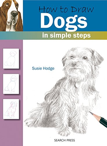 Book cover: “How to Draw Dogs” with dog illustrations and sketching examples.