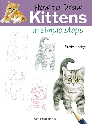 Book cover: "How to Draw Kittens" with example drawings and a kitten.