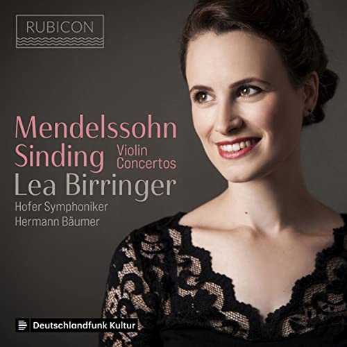 CD cover featuring violinist Lea Birringer, composers Mendelssohn and Sinding.