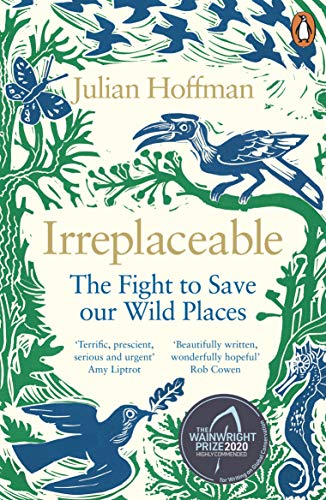 Book cover: “Irreplaceable” by Julian Hoffman, featuring birds and foliage.