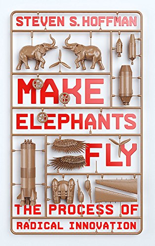 Book cover featuring plastic model parts of elephants, wings, and rockets on a frame.