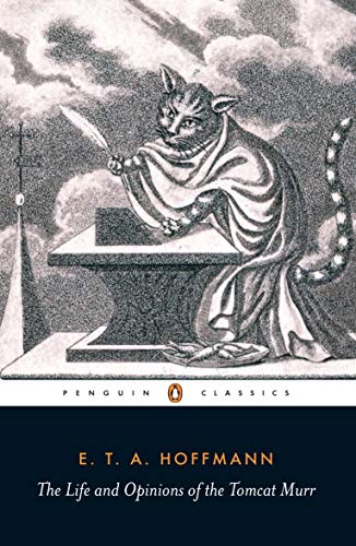 Vintage illustration of a cat writing at a desk, book cover.