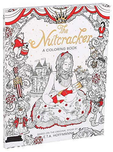 Cover of The Nutcracker coloring book featuring a girl holding a nutcracker doll.