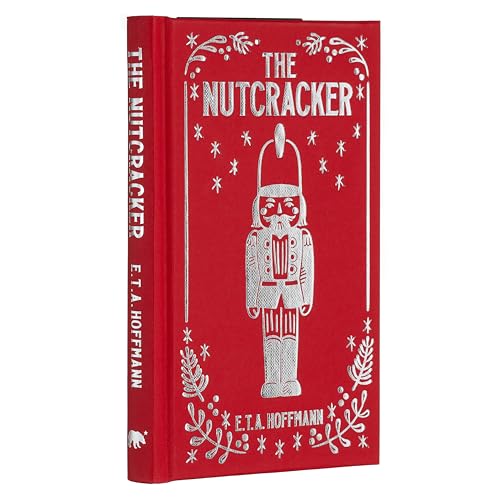 Red book cover for "The Nutcracker" featuring a silver nutcracker illustration.