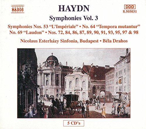 CD cover for Haydn’s Symphonies Vol. 3 featuring a classical building scene.