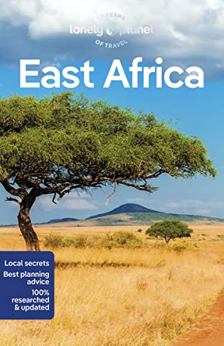 Lonely Planet East Africa travel guide cover featuring an acacia tree in a savanna landscape.