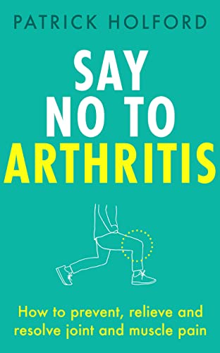 Book cover with text "Say No To Arthritis" and a line-drawn figure.